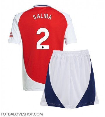 Arsenal William Saliba #2 Dětské Domácí Dres 2024-25 Krátký Rukáv (+ trenýrky)